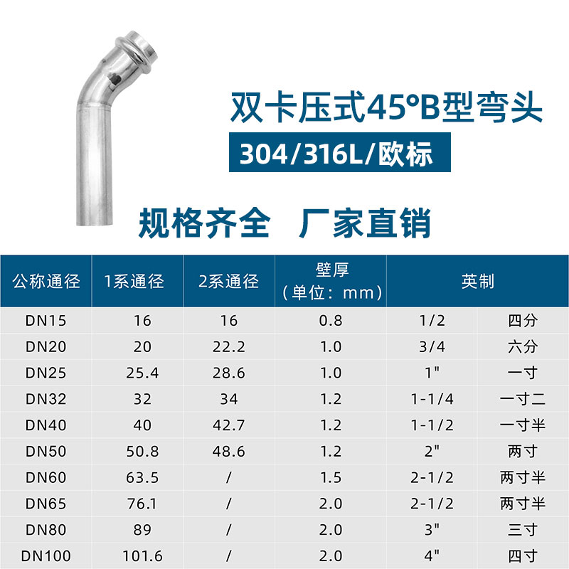 雙卡壓式45°B型彎頭 2